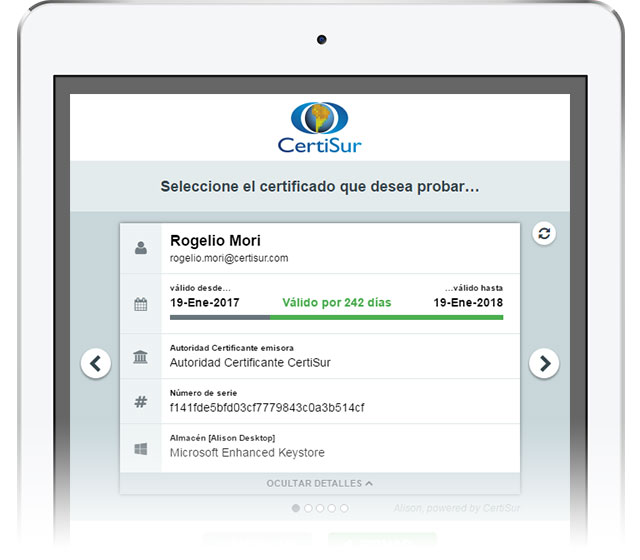 Pantalla Alison CertiSur