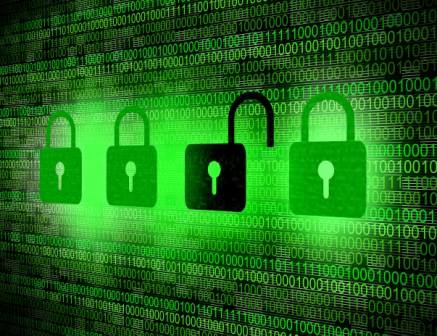 Security concept - Locks on digital screen